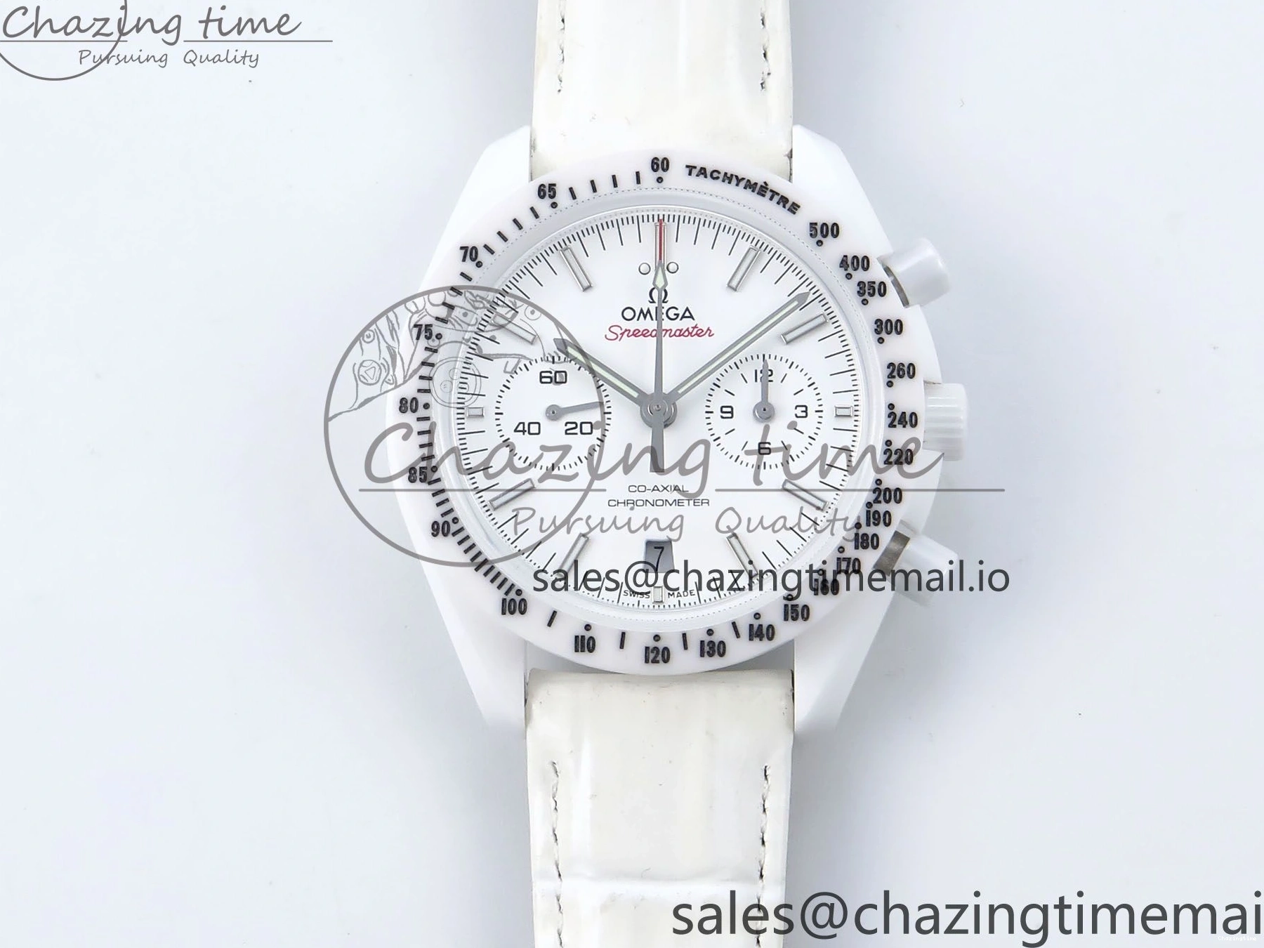 0522 Speedmaster White Side Of The Moon N1F 1:1 Best Edition White Dial White Ceramic on White Leather Strap A GoAnywhere 7694